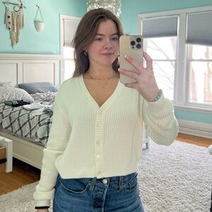 Brandy Melville Cream Cardigan Sweater Chunky Knit